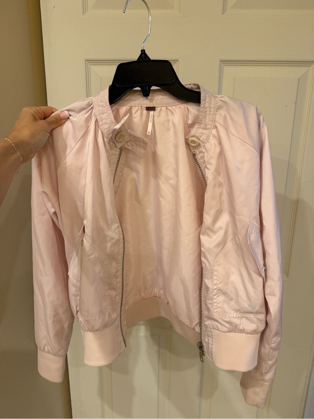 Free People Light Pink Bomber Jacket